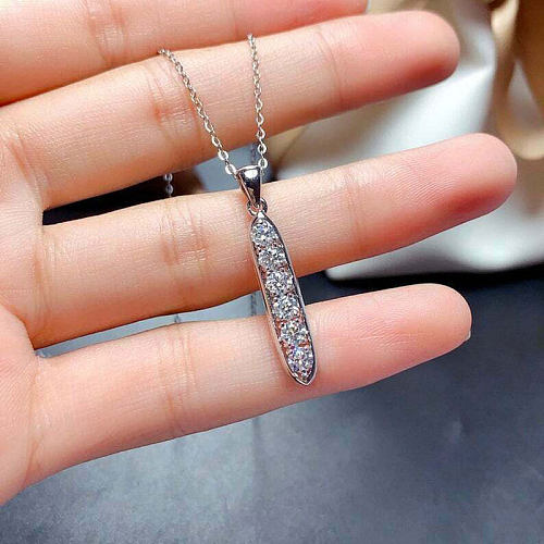 Collier pendentif ovale en cuivre avec incrustation de Zircon, 1 pièce, à la mode