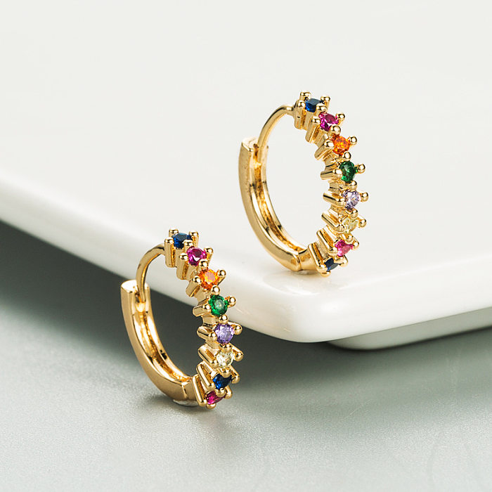 Colorful Zircon Geometric Round Earrings