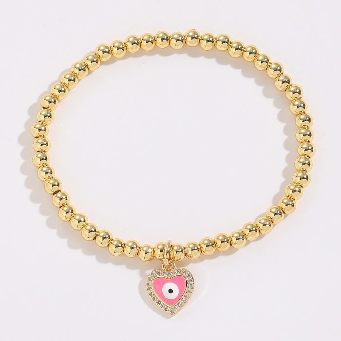Retro Classic Style Heart Shape Copper 14K Gold Plated Zircon Pendant Necklace In Bulk