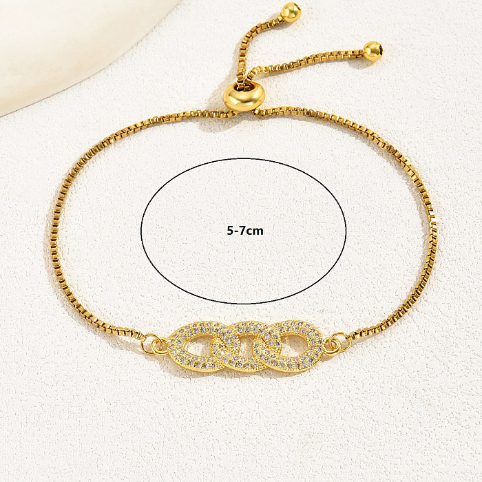 Pulseras plateadas oro 18K del Zircon del embutido de cobre del círculo simple elegante del estilo