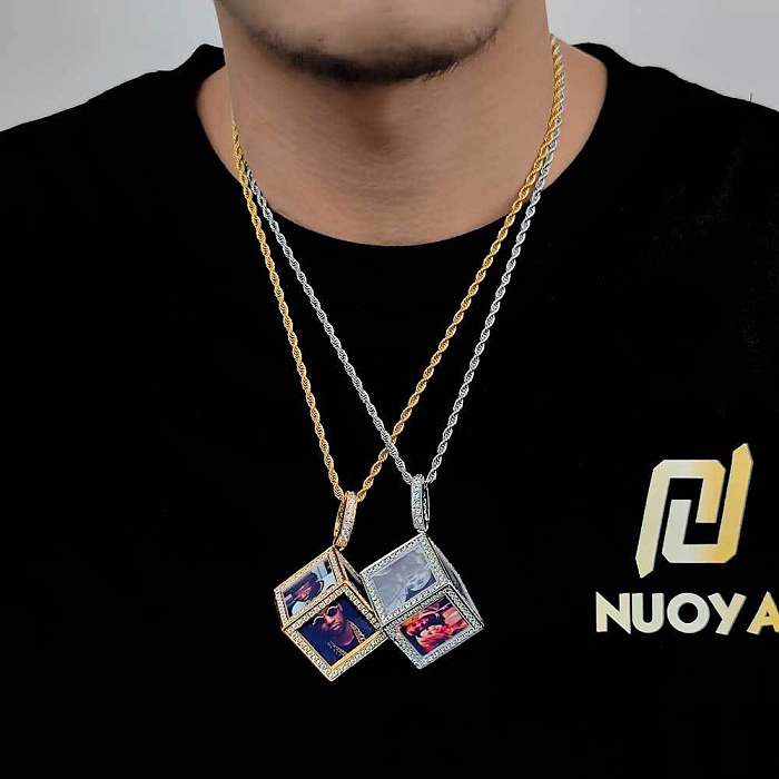 1 Stück Hip-Hop-Halskette mit menschlichem Kupfer-Inlay-Zirkon-Anhänger