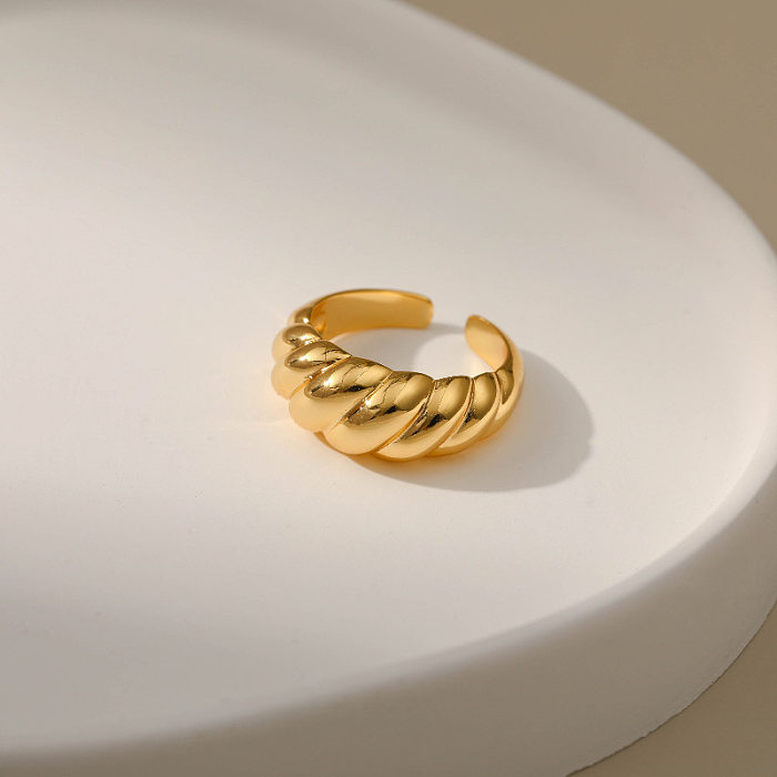 Copper Plated 18K Gold Minimalist Ring Female Threaded Mirror Geometric Ring
