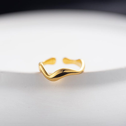 Linha fluida irregular minimalista simples anel de aço titânio