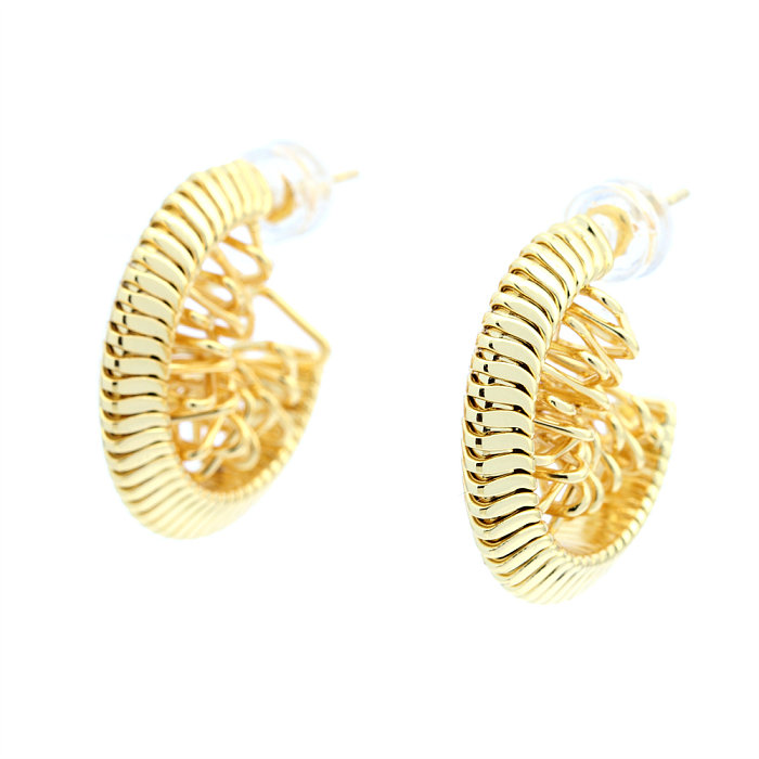 1 Pair Retro Simple Style Semicircle Plating Copper 18K Gold Plated Drop Earrings