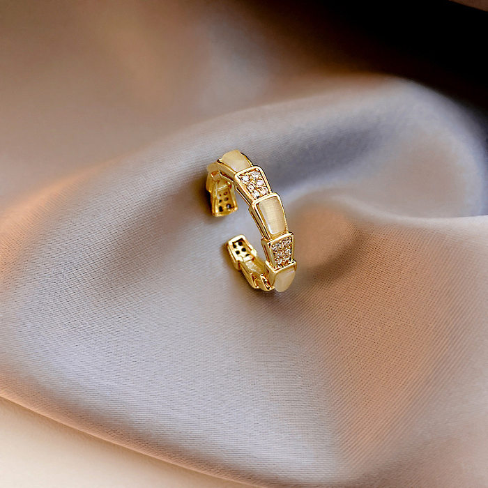 1 Piece Fashion Heart Shape Copper Inlay Zircon Open Ring