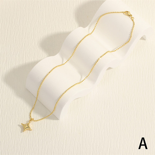 Collar de pulseras chapado en oro de 18 quilates con incrustaciones de cobre y estrella de estilo simple