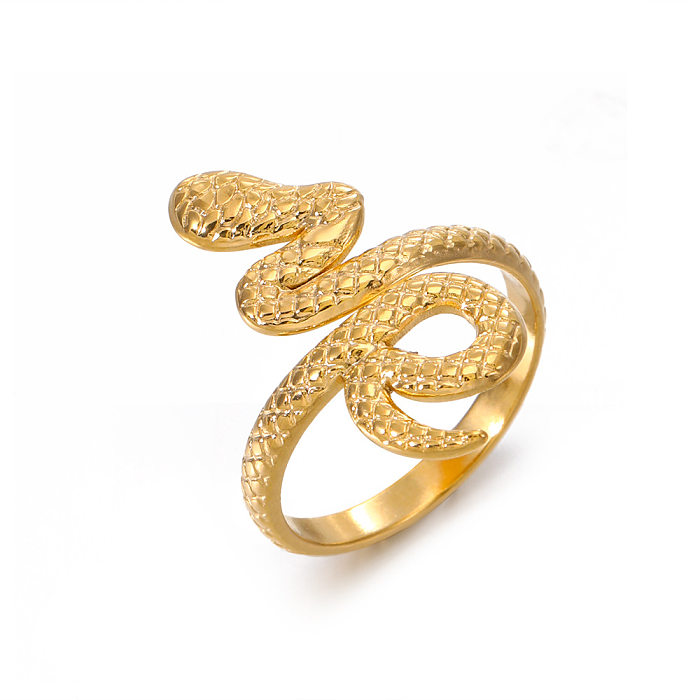 Ethnic Style Cool Style Snake Stainless Steel 18K Gold Plated Open Ring In Bulk