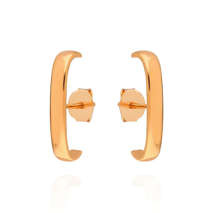 1 paire de clous d'oreilles géométriques plaqués cuivre, Style Simple