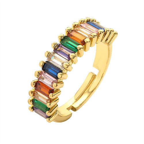 Shiny Square Copper Inlay Zircon Rings