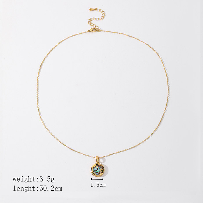 Klassische Commute Star-Ohrring-Halskette mit Intarsien-Muschel und 18-Karat-Vergoldung