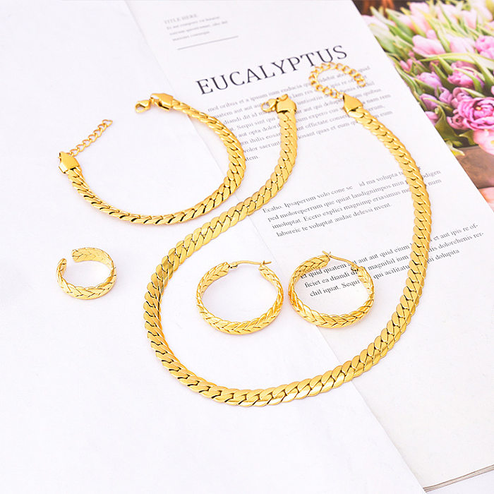 Simple Style Solid Color Titanium Steel Plating Jewelry Set
