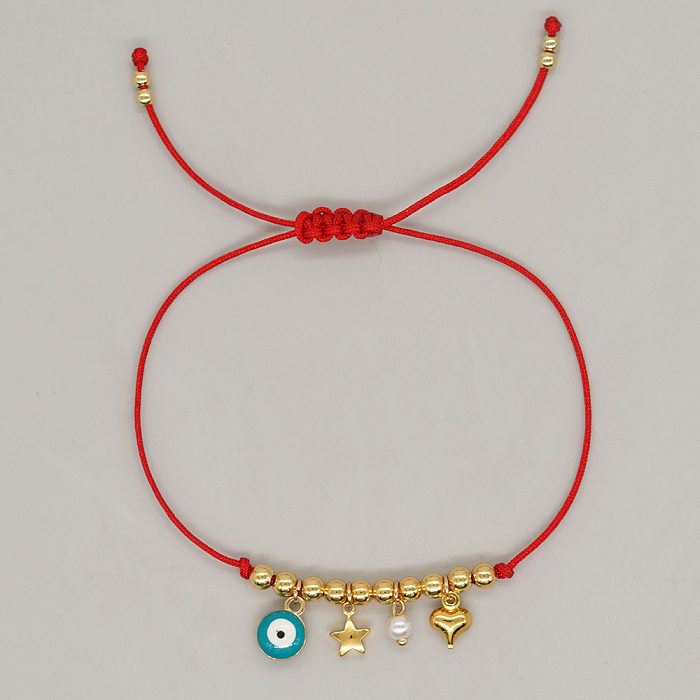 Casual Star Heart Shape Eye Alloy Rope Copper Handmade Pearl Bracelets