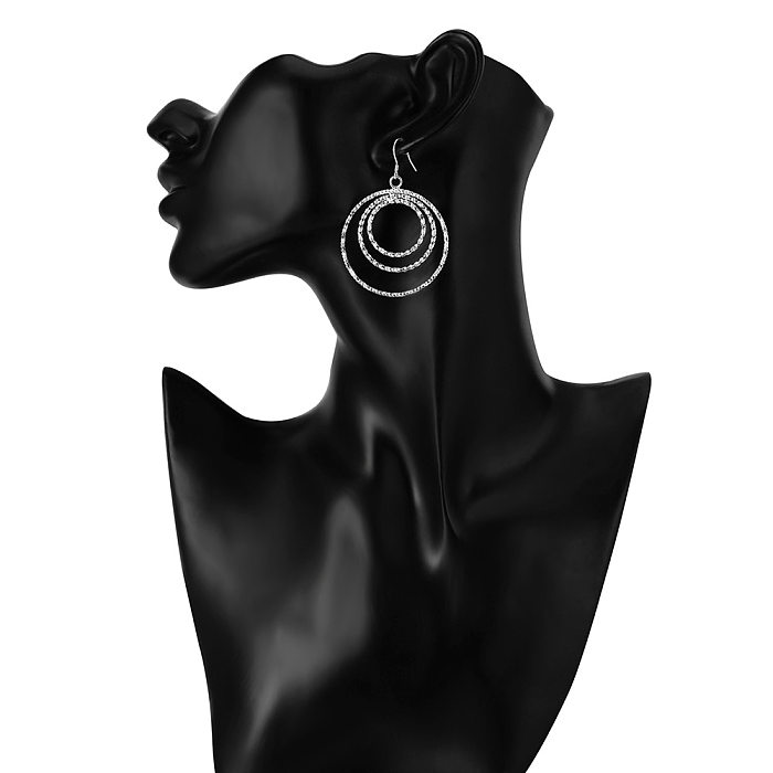 1 Pair Exaggerated Circle Copper Plating Drop Earrings