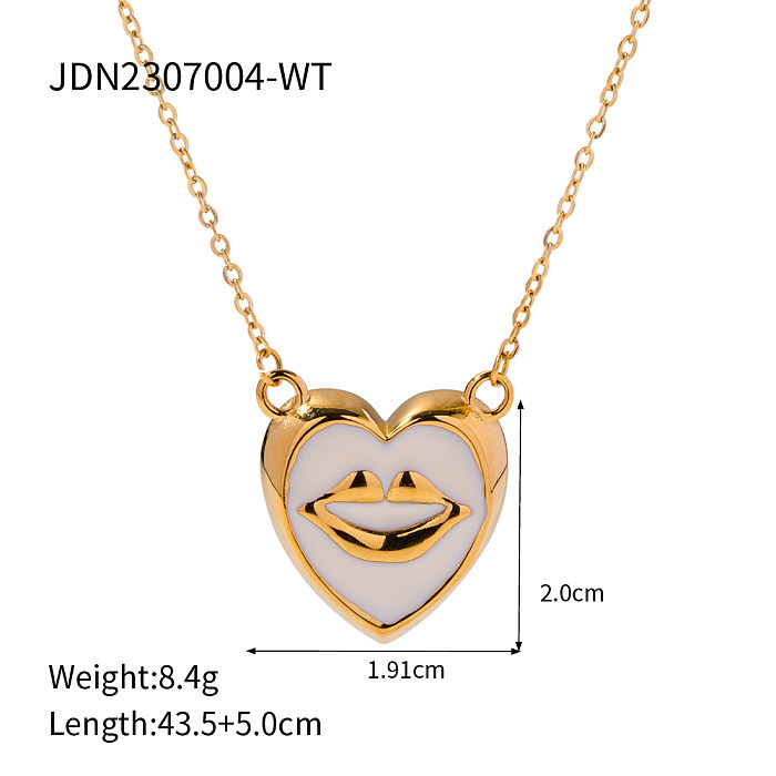 Collar de pendientes chapado en oro de 18 quilates con incrustaciones de acero inoxidable y labios estilo IG