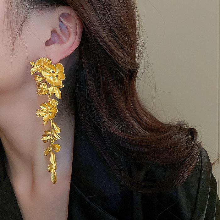 Fashion Flower Copper Drop Earrings 1 Pair