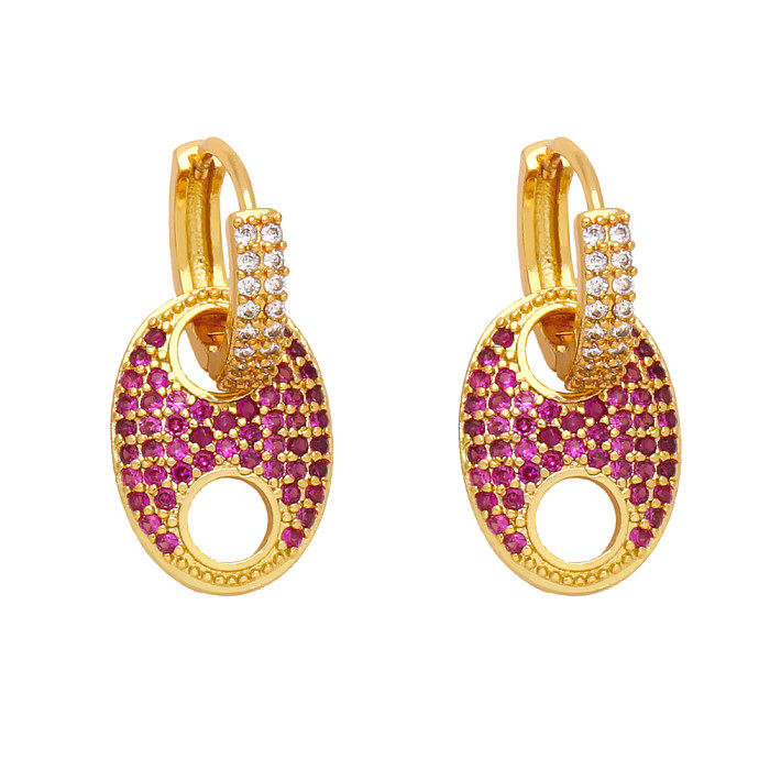 1 Pair Hip-Hop Fashion Solid Color Plating Inlay Copper Zircon 18K Gold Plated Drop Earrings