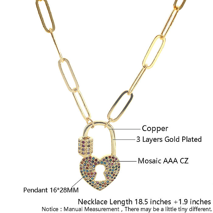 Luxurious Letter Heart Shape Snake Copper Toggle Plating Inlay Shell Zircon Gold Plated Pendant Necklace