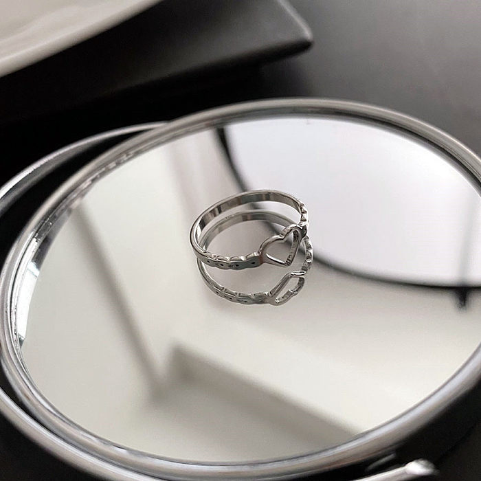 1 Piece INS Style Heart Shape Titanium Steel Plating Rings