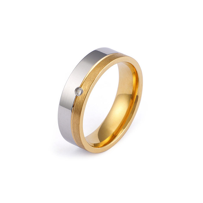 Moda simples de aço inoxidável nova joia de anel de zircão