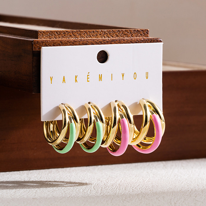 Casual Irregular Round Copper 14K Gold Plated Hoop Earrings In Bulk