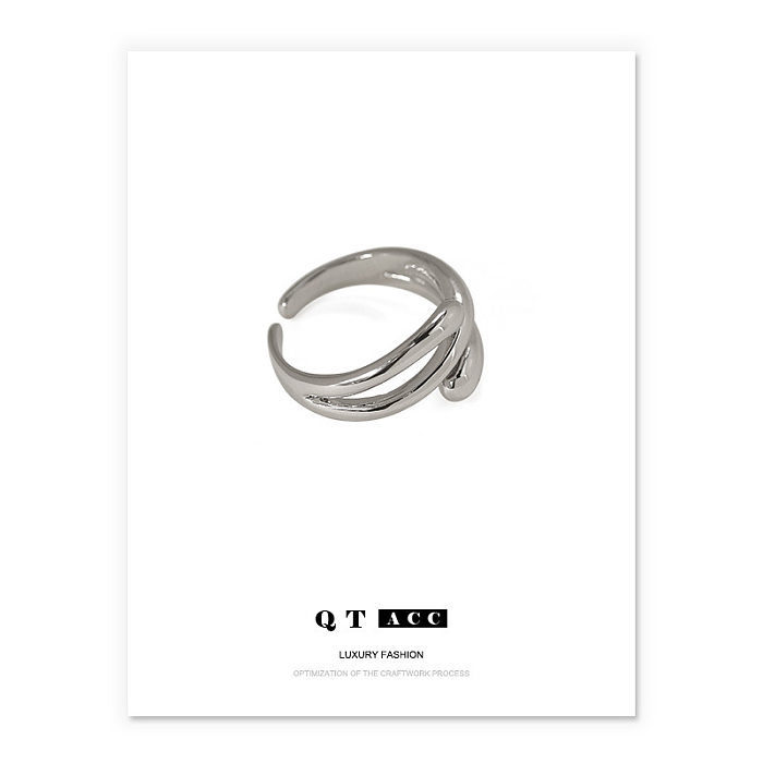 1 Stück offener Ring im einfachen Stil mit geometrischer Messingbeschichtung