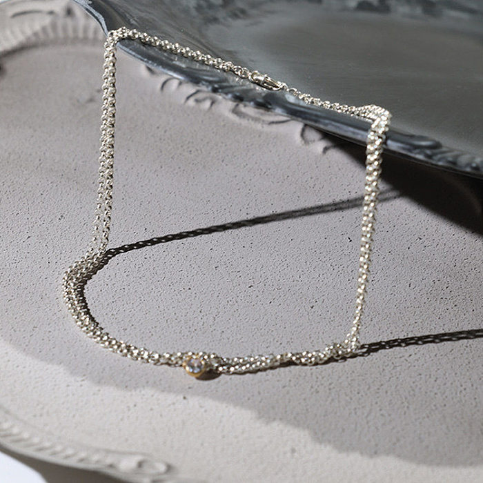 Elegante streetwear geométrico cobre chapeamento inlay zircão pulseiras colar