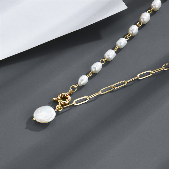 Fashion Freshwater Pearl Necklace Simple Copper Collarbone Chain