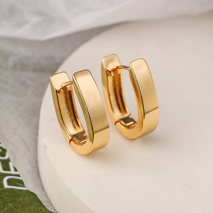 1 Pair Simple Style Commute Solid Color Plating Copper 18K Gold Plated Earrings