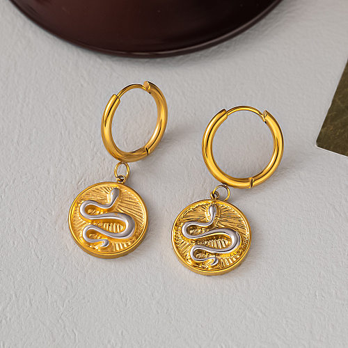 Elegante Schlangen-Armband-Ohrringe-Halskette mit Titan-Stahlbeschichtung und Intarsien-Strasssteinen