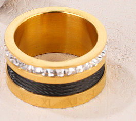 Modern Style Color Block Titanium Steel Artificial Gemstones Rings In Bulk