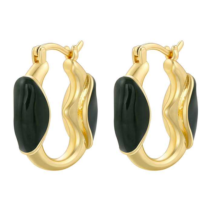1 Pair Elegant Modern Style Simple Style Circle Enamel Plating Copper 18K Gold Plated Earrings