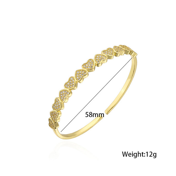 Fashion Heart Open Bracelet Copper 18K Gold-plated Jewelry Female