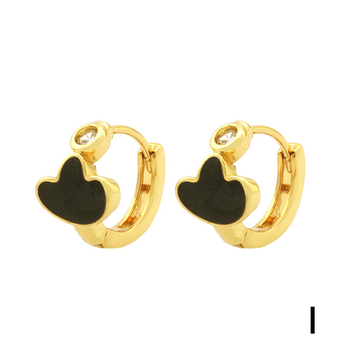 1 Pair Sexy Sweet Clouds Devil'S Eye Hand Of Fatima Enamel Plating Inlay Copper Zircon 18K Gold Plated Earrings