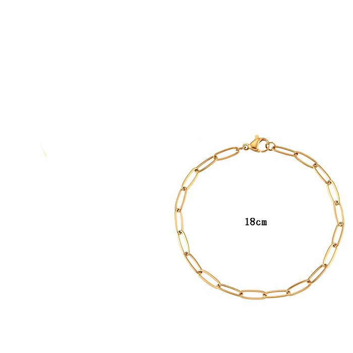 Großhandel: Einfacher Stil, einfarbig, Edelstahl, 18 Karat vergoldet, Halskette mit Armbändern