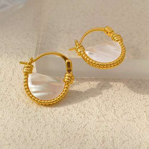 1 Paar Retro-Ohrringe mit Farbblockierung aus Kupfer und vergoldet