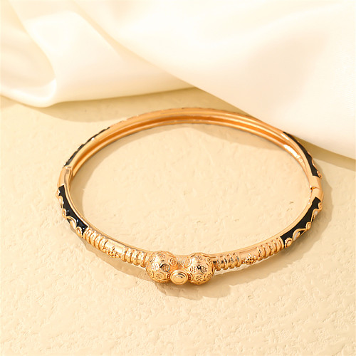 Bracelet en cuivre plaqué or, Style Vintage élégant et décontracté, rond en cuivre et émail