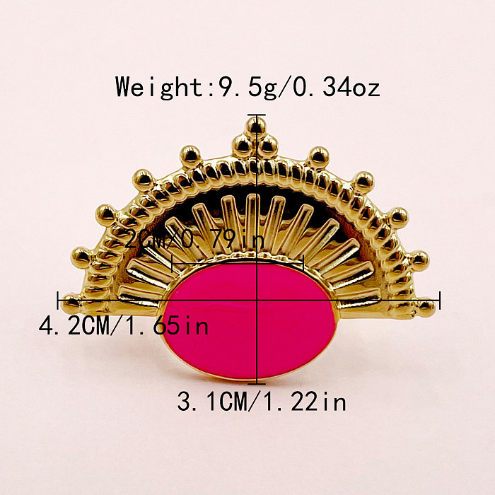 Simple Style Roman Style Sector Oval Stainless Steel Enamel Plating Gold Plated Open Rings