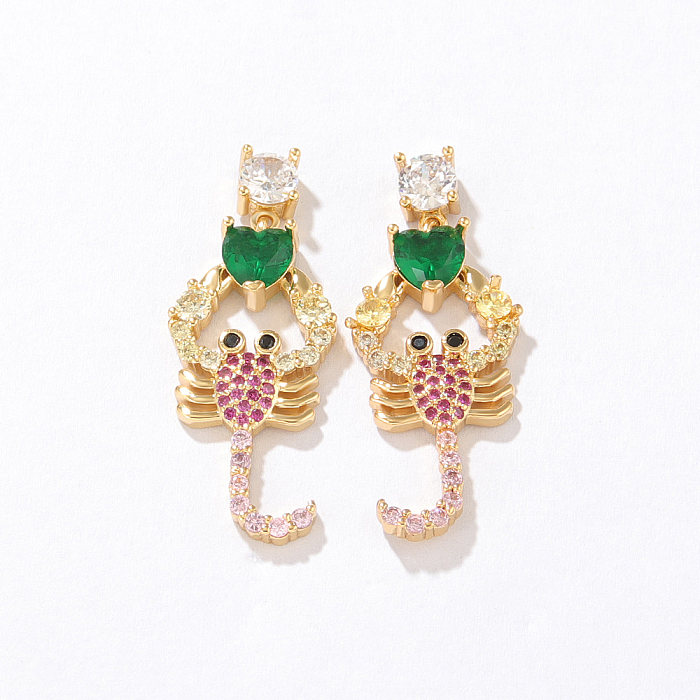 Fashion Tortoise Animal Copper Drop Earrings Plating Inlay Zircon Copper Earrings