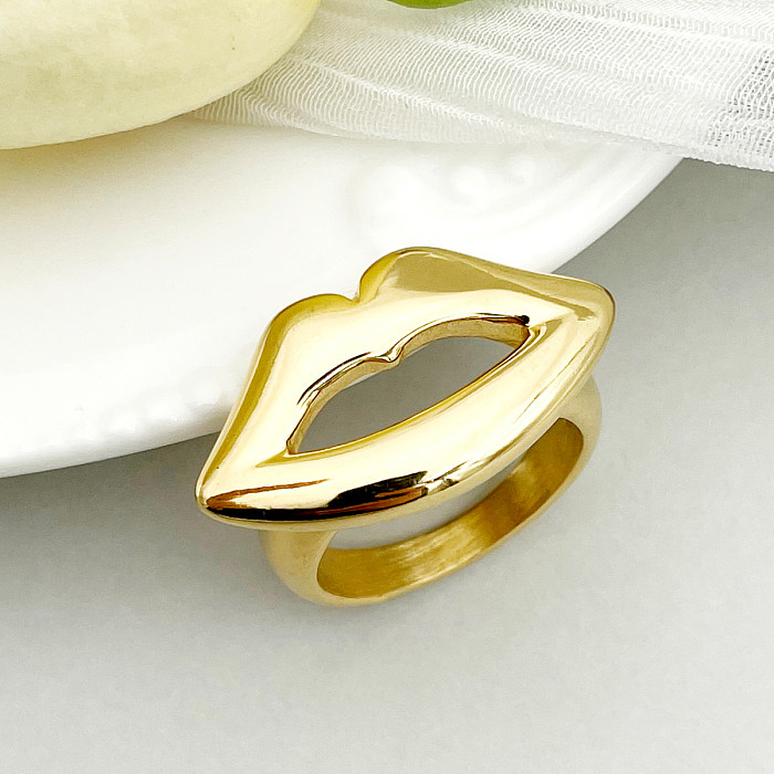 Artistic Lips Stainless Steel Gold Plated Rings In Bulk