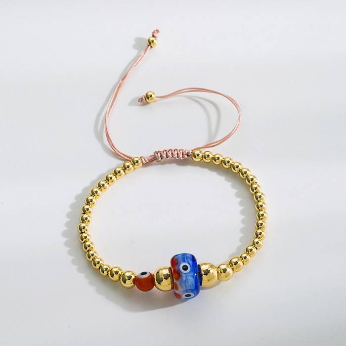 Bracelets à la mode en cuivre et émail avec corde en forme d'oeil du diable, 1 pièce