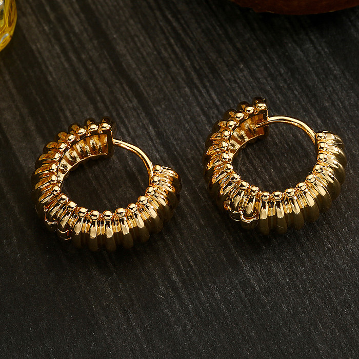 1 Pair Simple Style Round Solid Color Copper Plating 18K Gold Plated Hoop Earrings