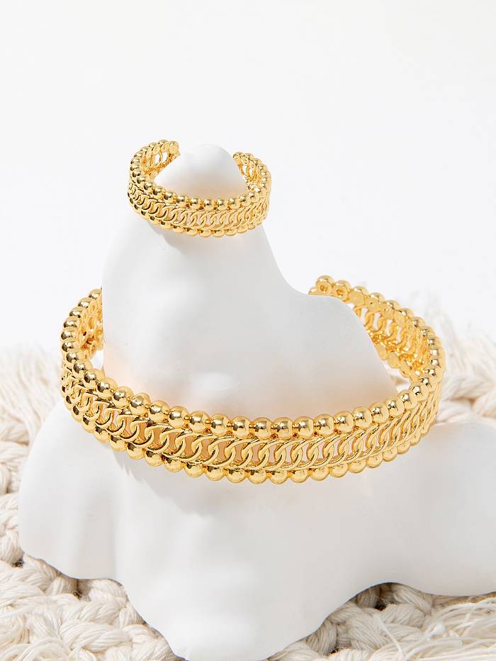 Conjunto de joyería chapada en plata chapada en oro de 18 quilates con revestimiento de cobre de acero inoxidable de color sólido de estilo vintage