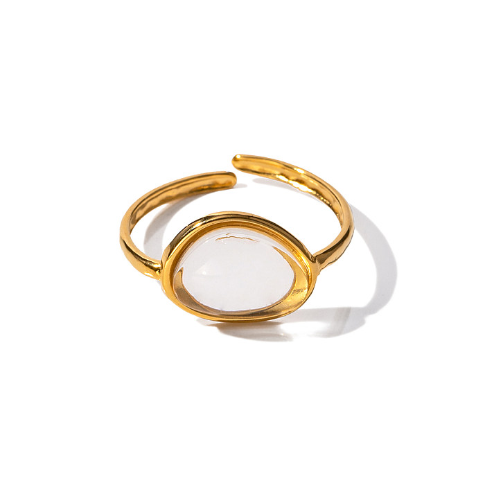Elegant Lady Geometric Stainless Steel Plating Inlay Resin 18K Gold Plated Open Rings