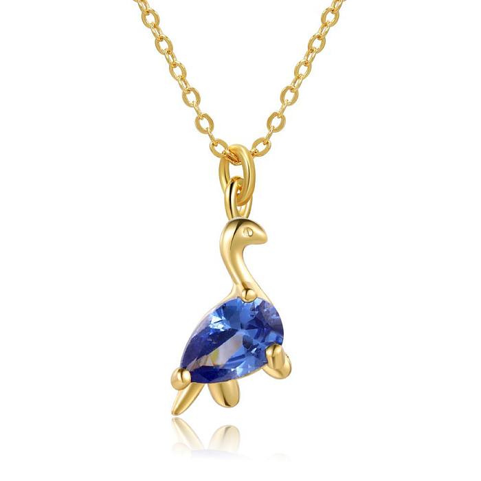 18K Popular Small Animal Element Dinosaur Inlaid Zircon Copper Necklace Wholesale jewelry