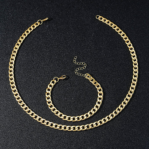 Collier de bracelets plaqués or de placage d'acier inoxydable de couleur unie de style simple