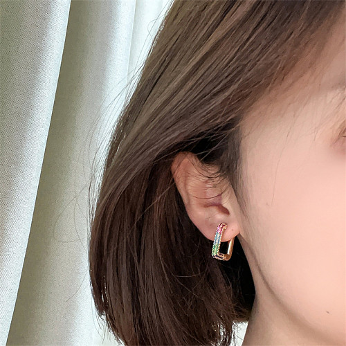 1 Pair Casual Vintage Style Geometric Plating Inlay Copper Zircon Gold Plated Earrings