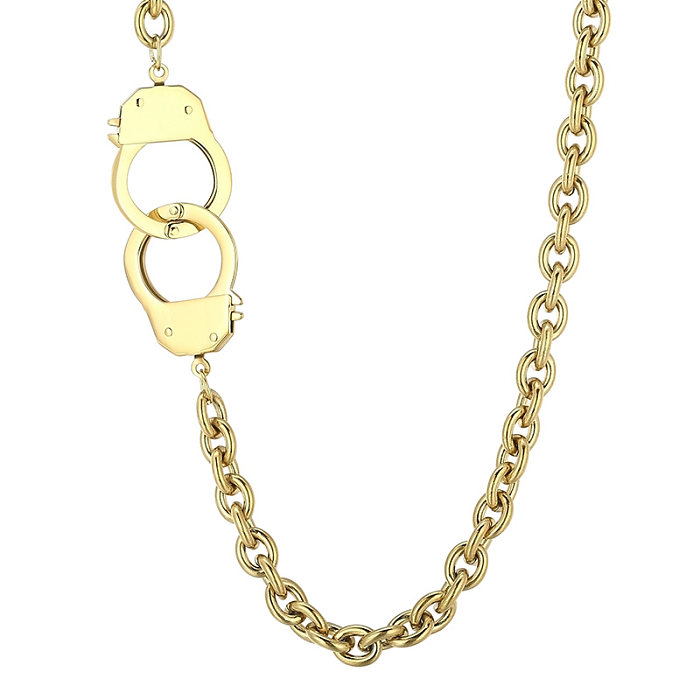 Retro-Armband-Halskette aus einfarbigem Edelstahl mit 18-Karat-Vergoldung
