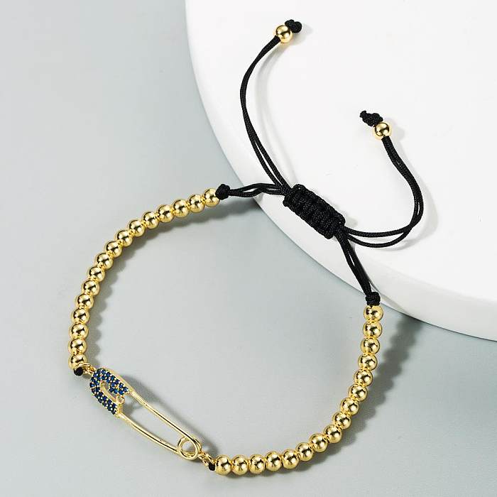 Neue Mode Retro Kaktus Gold Farbe Inlay Zirkon Kupfer Perlen Anpassung Caibao Armband Großhandel