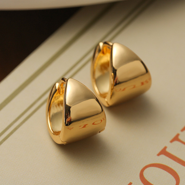 1 par de brincos de argola banhados a ouro 18K estilo francês estilo simples cor sólida