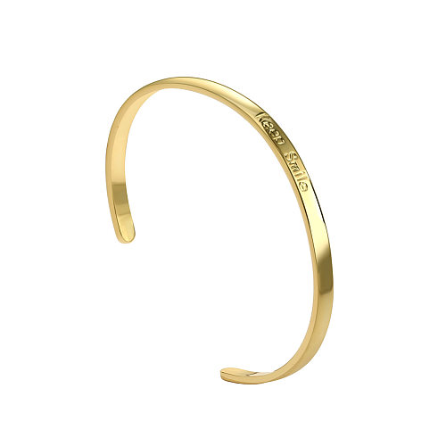 Simple Style C Shape Copper Plating Metal Gold Plated Cuff Bracelets
